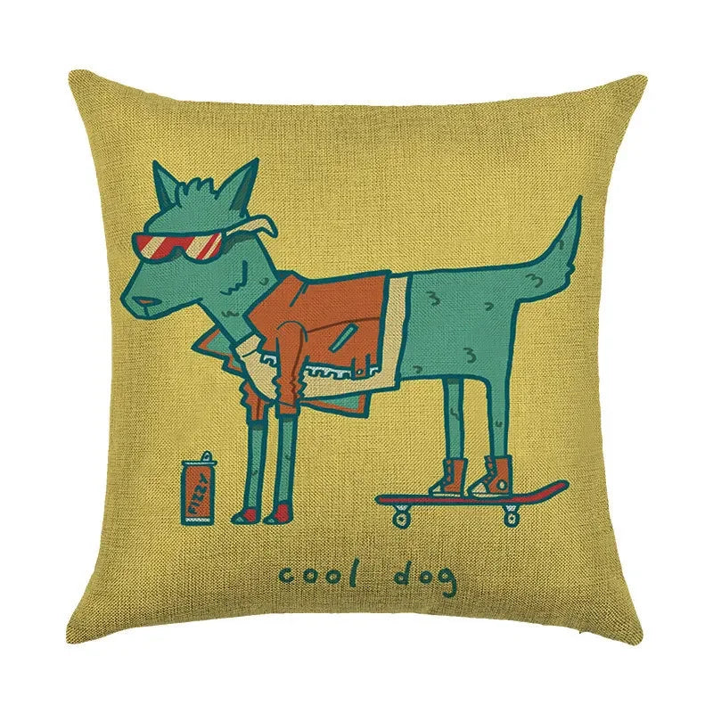 Axyaa Cartoon Design Linen Pillowcase for Home Décor