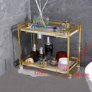 Axyaa Gold Makeup Organizer Shelf: Countertop & Wall-Mounted Cosmetic Storage Rack
