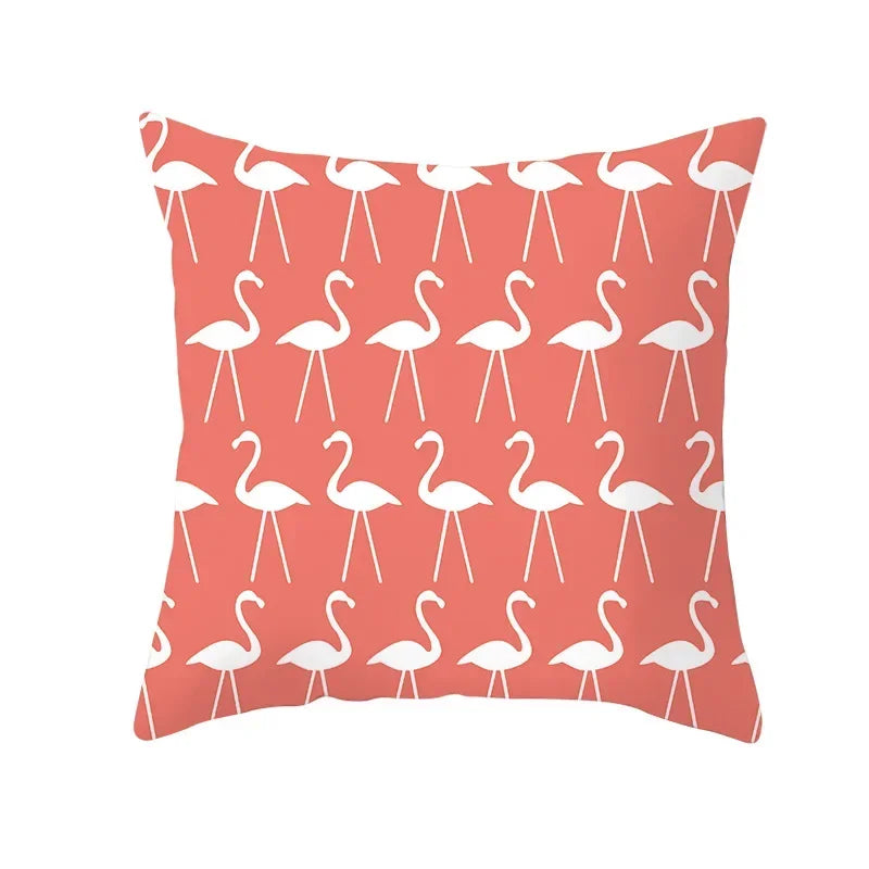 Axyaa Starfish Stripe Print Cushion Cover | Pink Coral Orange Home Decor Pillow Cover