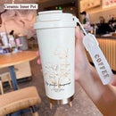 Axyaa Stainless Steel Ceramic Insulated Water Cup with Large Capacity Straw