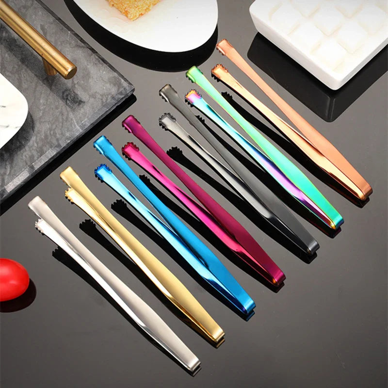 Axyaa Stainless Steel Food Tongs with Teeth, Non-Slip, BBQ & Baking Clamp