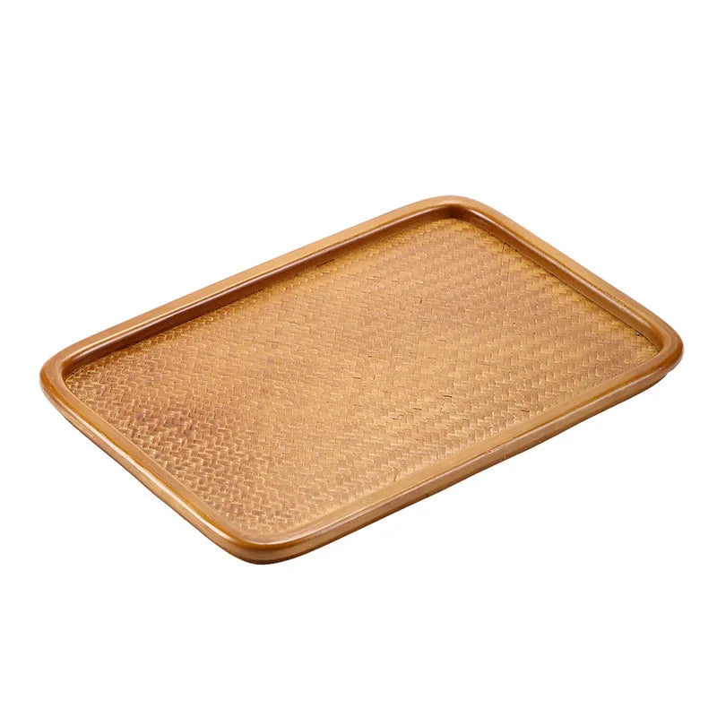 Axya Bamboo Tea Tray - Japanese Woven Dry Brewing Table Pot Storage Tray