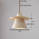 Axyaa Yellow Travertine Stone LED Pendant Lamp Retro Wood Hanging Lights