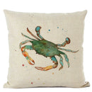 Axyaa Crab Print Cushion Cover 45x45cm Square Home Decor Pillowcase