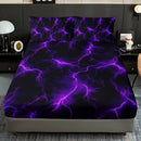 Axyaa Purple Lightning Fitted Sheet Set: High-Definition Print, All-Season, Breathable, Durable