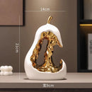 Axyaa Goldene Birne Keramik Skulptur Obst Deko Hohle Abstrakte Figur