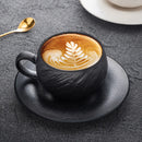 Axyaa Matte Stone Grain Ceramic Coffee Cup Set with Exquisite Camellia Design