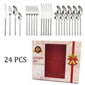 Axyaa 24Pcs Stainless Steel Cutlery Set - Luxury Dinnerware & Flatware Gift Box