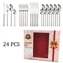 Axyaa 24Pcs Stainless Steel Cutlery Set - Luxury Dinnerware & Flatware Gift Box