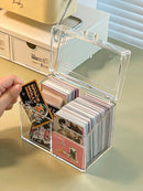 Axyaa Acrylic Card Storage Box for Popmart Cards - Small, Transparent, Self-Printed Organizer
