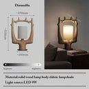 Axyaa Solid Wood Table Lamp Dimmable LED Indoor Decor Lighting with Fabric Lampshade