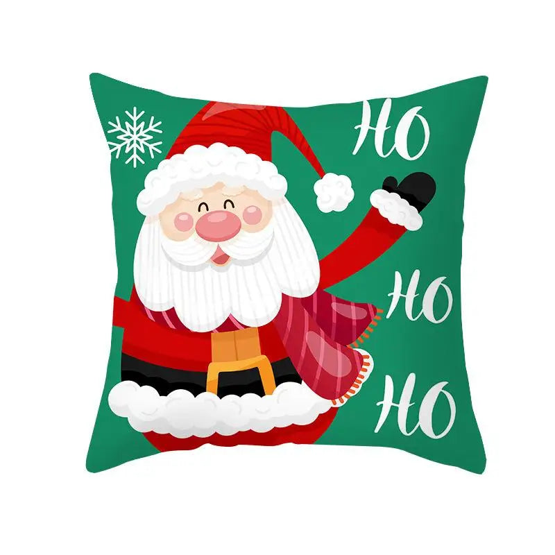 Axyaa Christmas Elk Santa Claus Cushion Cover Home Decor Square