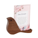 Axyaa Black Walnut Wooden Desk Calendar Holder Base, Solid Wood Bird Ornament, Creative Note Folder