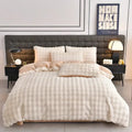 Axyaa Velvet Bedding Set: Duvet Cover, Comforter, Sheet, Pillowcase - 4pc Set