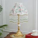 Axyaa Retro Alloy Desk Lamp with LED, Tassel Fabric Lampshade for Bedroom, Living Room, Study