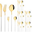 Axyaa Stainless Steel Cutlery Set - Black Silver Dinnerware Flatware Tableware Kit