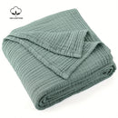 Axyaa Boho 6-Layer Cotton Muslin Sofa Throw Blanket for Lightweight Summer Comfort.