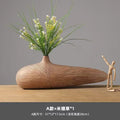 Axyaa Striped Resin Vase Imitation Wood Finish - Desktop Decoration & Crafts
