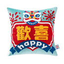 Axyaa 3D Lion Embroidery Velvet Tufted Cushion Pillow for Sofa, Home Decor