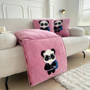 Axyaa Flannel Panda Cushion Quilt 2-in-1 Throw Pillow for Sofa & Car
