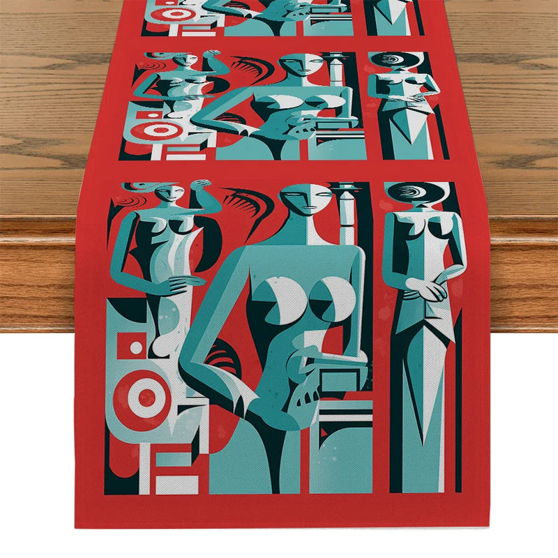 Axyaa Geometric Abstract Table Runner: Elegant Dining Table Decor for Kitchen Parties