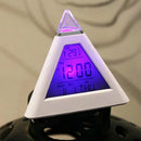 Axya LED Pyramid Alarm Clock with 7 Colors Night Light & Music Snooze Mode