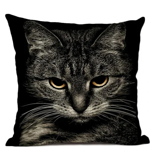 Axyaa Cat Pattern Cushion Cover 45x45cm Linen Pillowcase for Home Sofa Art Decor