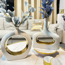 Axyaa White Porcelain Hollow Out Vase Modern Home Decor Floral Crafts
