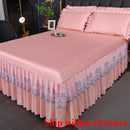Axyaa Ice Silk Cool Bed Skirt Set - Solid Color, Summer Mat, Machine Wash, 3-Piece