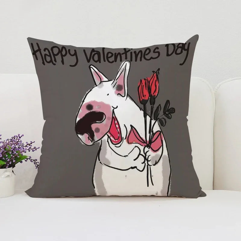 Bull Terrier Art Anime Pillow Cover 40x40 Axyaa Home Decor Throw Pillow