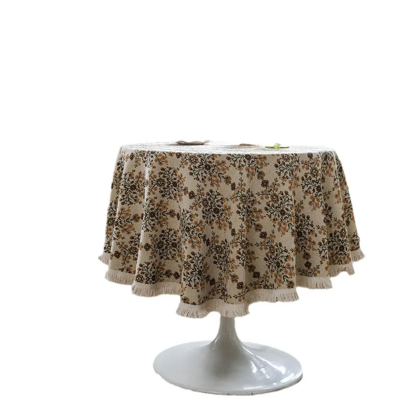 Axya Jacquard Flower Round Tablecloth - Thick and Elegant Design