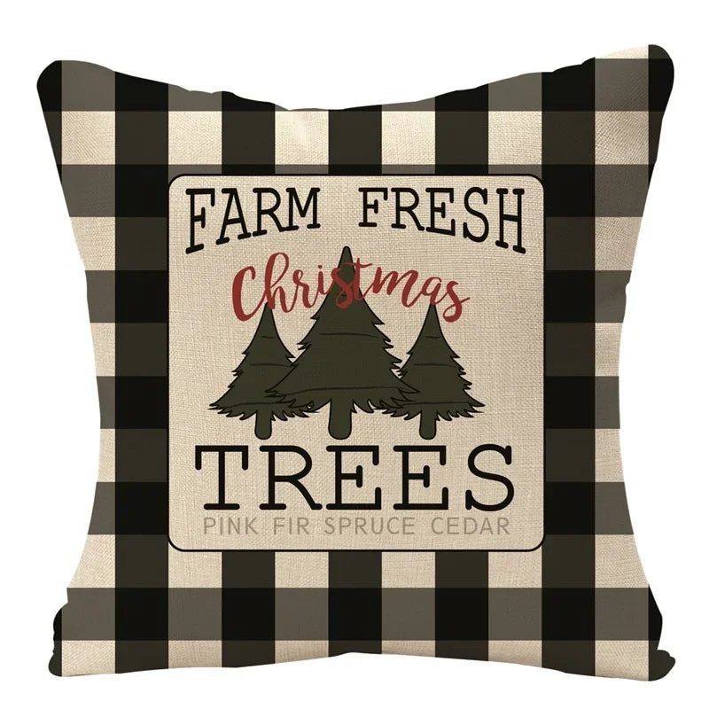 Axyaa Christmas Grid Linen Cushion Cover 45X45CM