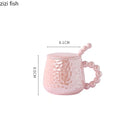Axya Ceramic Water Cup with Spoon & Cover - Stylish Coffee Milk Tea Mug Gift