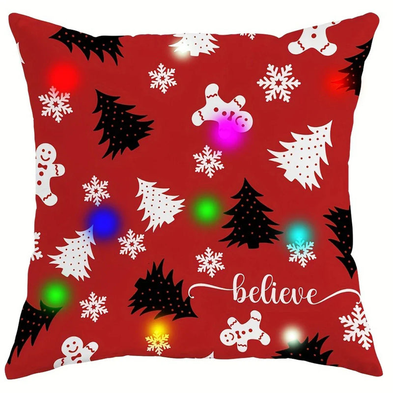 Axyaa Snowflake Christmas Tree Luminous Pillowcase