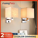 Axyaa Fabric Shade LED Wall Lamp Modern Reading Light for Bedroom Living Room