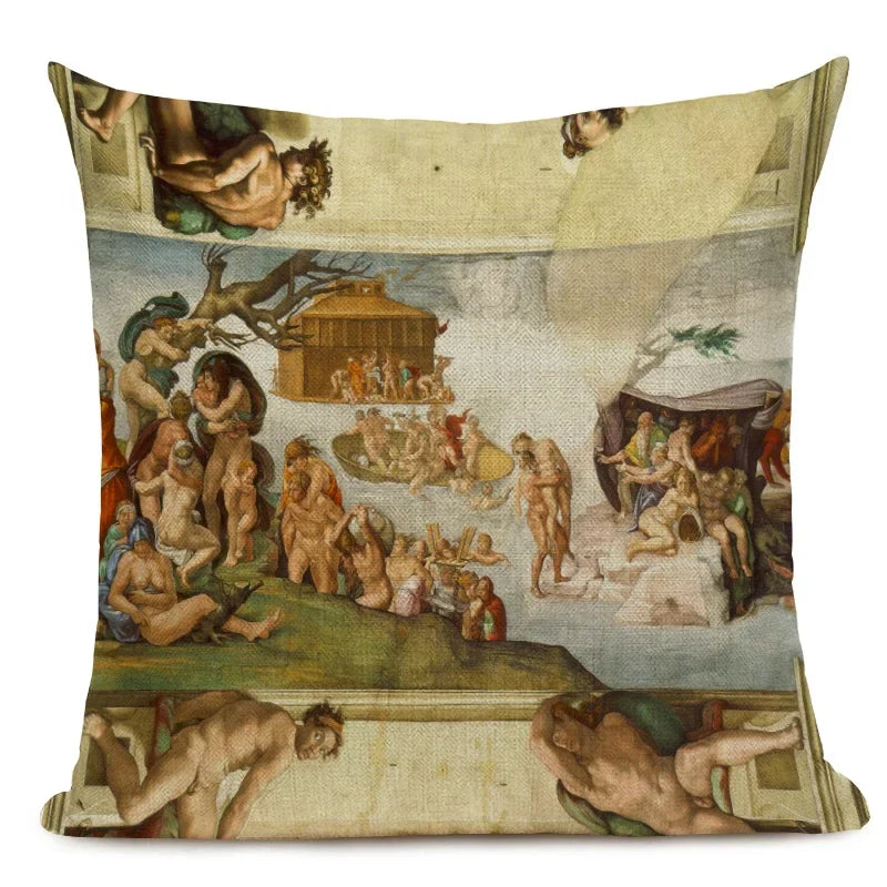 Michelangelo Genesis Mural Sofa Pillow Case by Axyaa - Renaissance Art Decoration