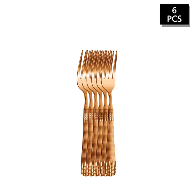 Axyaa Rose Gold Stainless Steel Cutlery Set - 24pcs Family Hotel Dining Kit