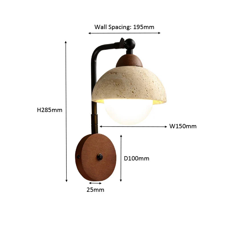 Axyaa Warm Yellow Travertine Half Circle LED Wall Lamp Modern Stone Home Decor