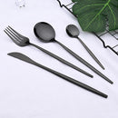 Axyaa 24-Piece Stainless Steel Cutlery Set - Black Western Dinnerware Silverware Set