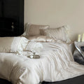 Axyaa Lycell Fibre Embroidered Bedding Set: Soft Duvet Cover, Quilt Cover, Pillowcases