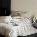 Axyaa Lycell Fibre Embroidered Bedding Set: Soft Duvet Cover, Quilt Cover, Pillowcases