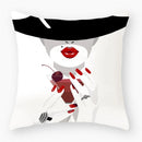 Axyaa Red Lips Stripe Throw Pillow Cover - 45X45CM