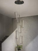 Axyaa Modern Copper Square Pendant Chandelier Gold LED Loft Indoor Lighting