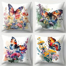 Colorful Butterflies & Floral Watercolor Design Cushion Cover for Sofa, Bedroom, Car - Axyaa