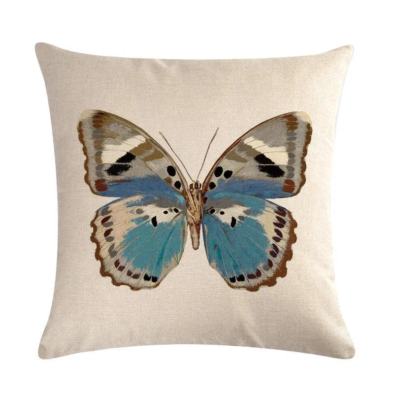Butterfly Cotton Linen Throw Pillow Cover for Home & Car Decor - Axyaa