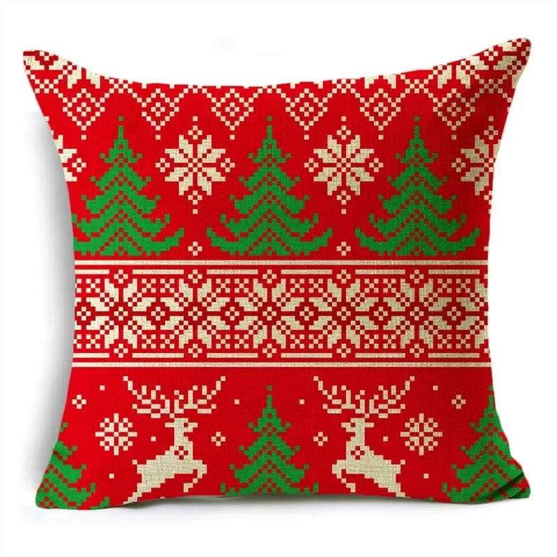Axyaa Christmas Linen Pillowcase 45x45cm - Festive Home Decor & Gifts