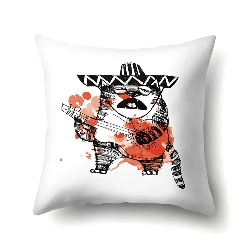 Axyaa Cartoon Animals Plush Cushion Cover 45x45cm Cute Cats and Dogs Pillowcase