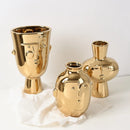 Axyaa Gold Ceramic Vase: Modern Living Room Decor, Dining Table Centerpiece