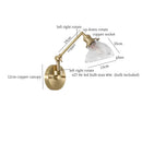 Axyaa Brass Glass LED Wall Sconce, Pull Chain, Rotating Mirror, Vintage Style