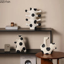 Axyaa Polka Dots Ceramic Vase: Chic Desk Decor for Flowers and Plants